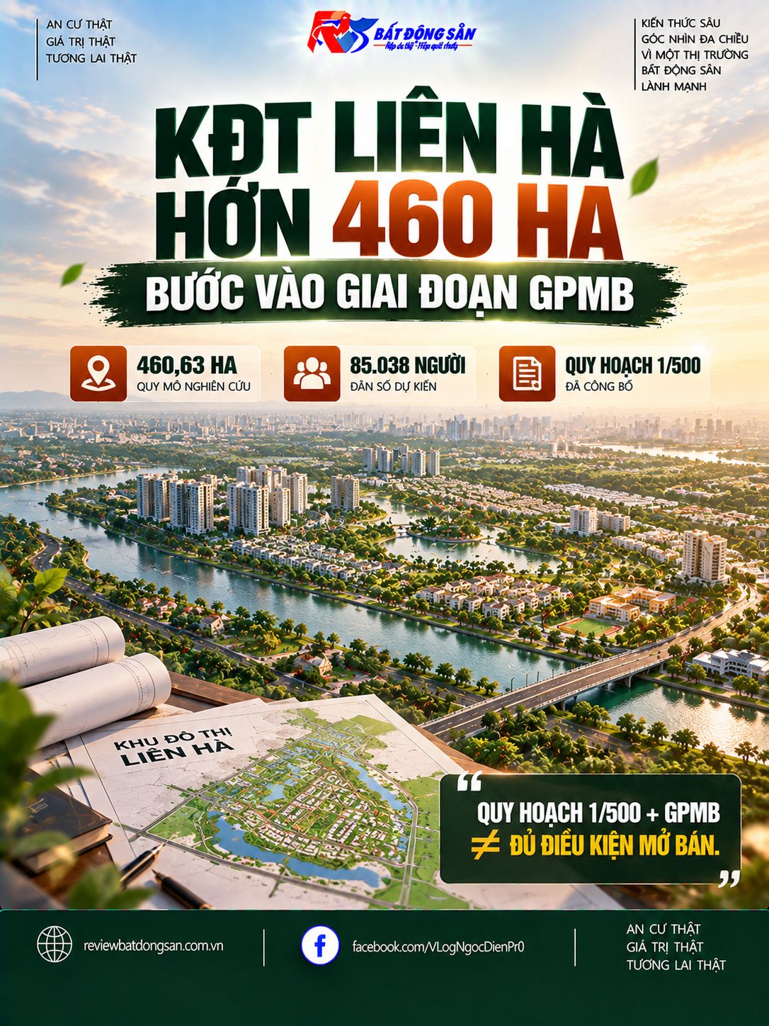 KĐT Liên Hà hơn 460 ha bước vào giai đoạn GPMB, quy mô dân số dự kiến 85.038 người