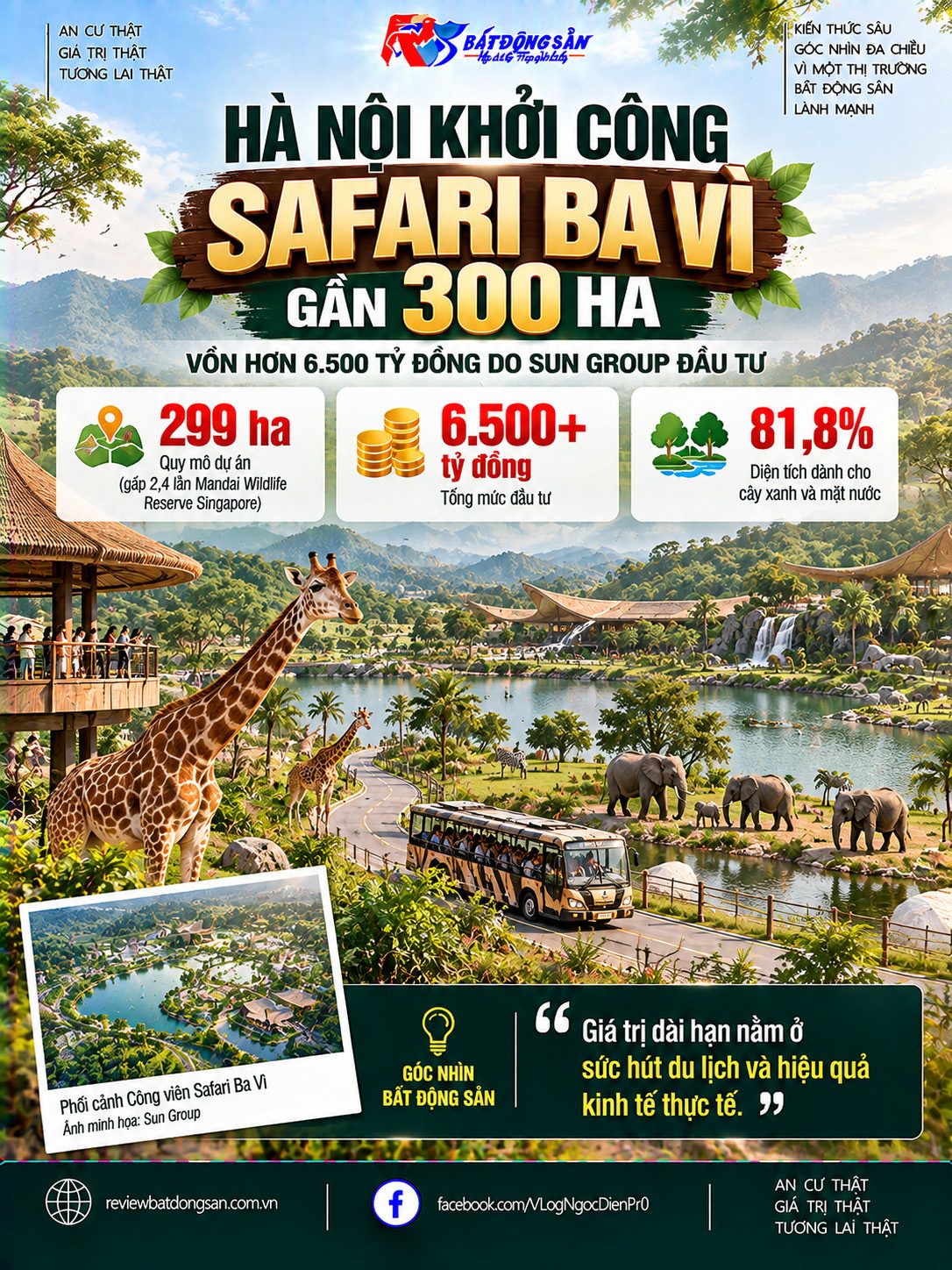 Khởi công Safari Ba Vì gần 300 ha, vốn hơn 6.500 tỷ đồng: Kỳ vọng hình thành điểm đến du lịch mới phía Tây Hà Nội