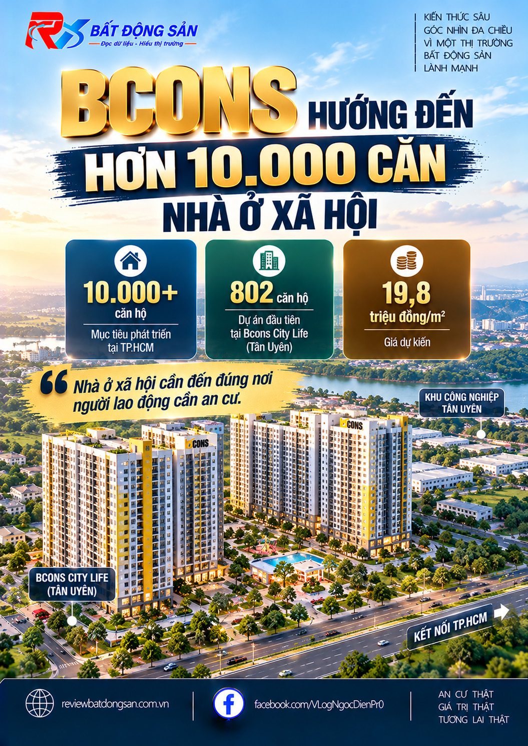 Bcons đặt mục tiêu hơn 10.000 căn nhà ở xã hội tại TP.HCM, khởi đầu với 802 căn tại Tân Uyên