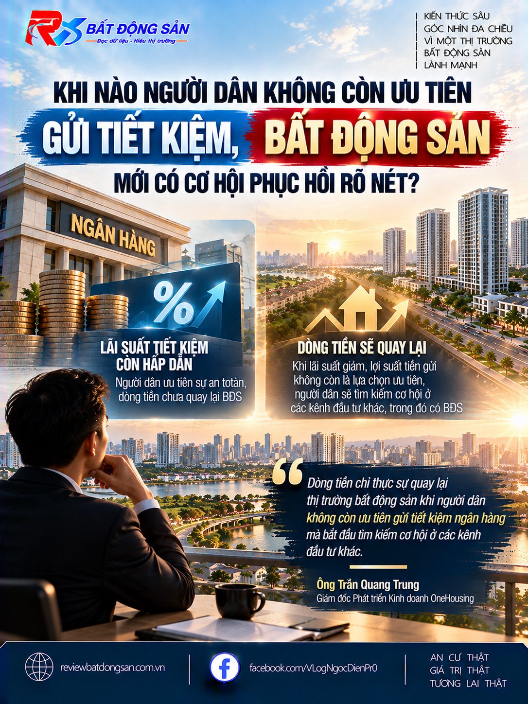 Khi nào dòng tiền quay lại bất động sản? Chuyên gia chỉ ra vai trò của lãi suất và nhu cầu ở thực