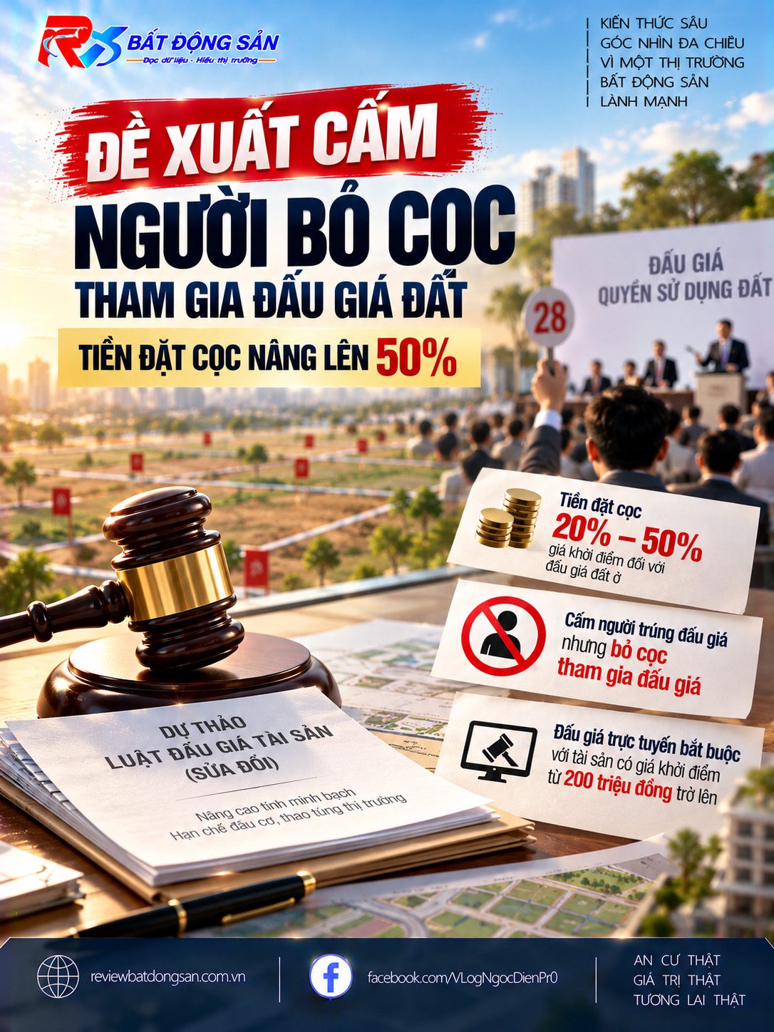 Đề xuất đặt trước tới 50% khi đấu giá đất ở: Siết bỏ cọc nhưng lo giảm cạnh tranh