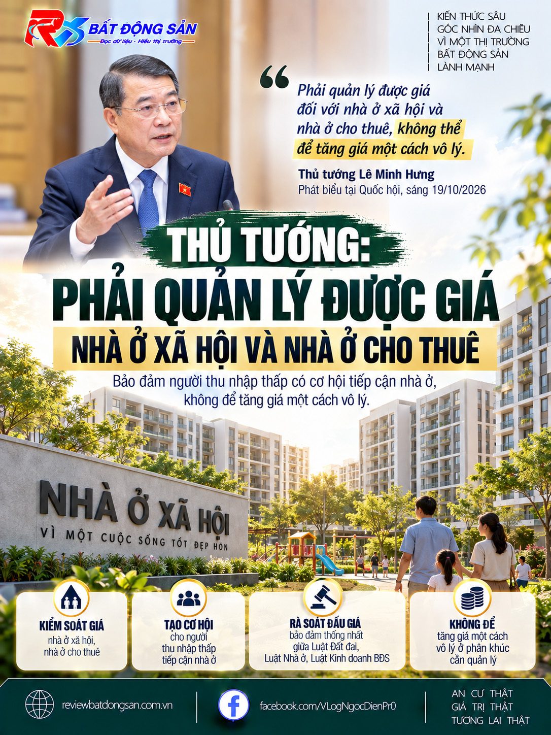 Thủ tướng yêu cầu kiểm soát giá nhà ở xã hội và nhà cho thuê, không để tăng bất hợp lý