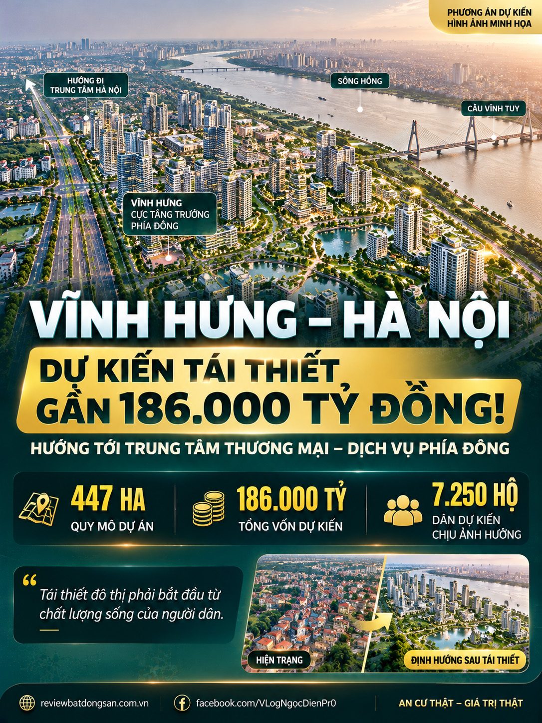 Hà Nội dự kiến tái thiết đô thị Vĩnh Hưng 447 ha, tổng vốn gần 186.000 tỷ đồng