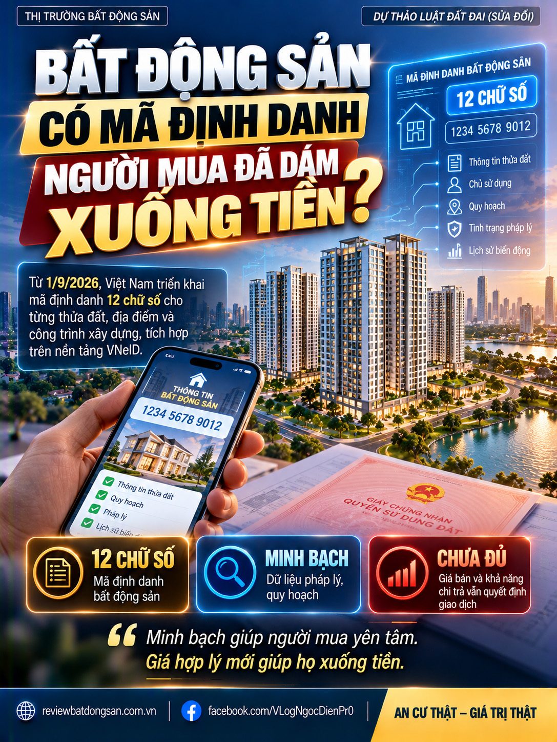Mã định danh bất động sản 12 chữ số: Minh bạch hơn nhưng đã đủ khiến người mua xuống tiền?