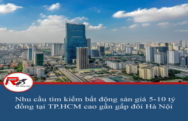 Nhu cầu tìm kiếm bất động sản giá 5-10 tỷ đồng tại TP.HCM cao gần gấp đôi Hà Nội