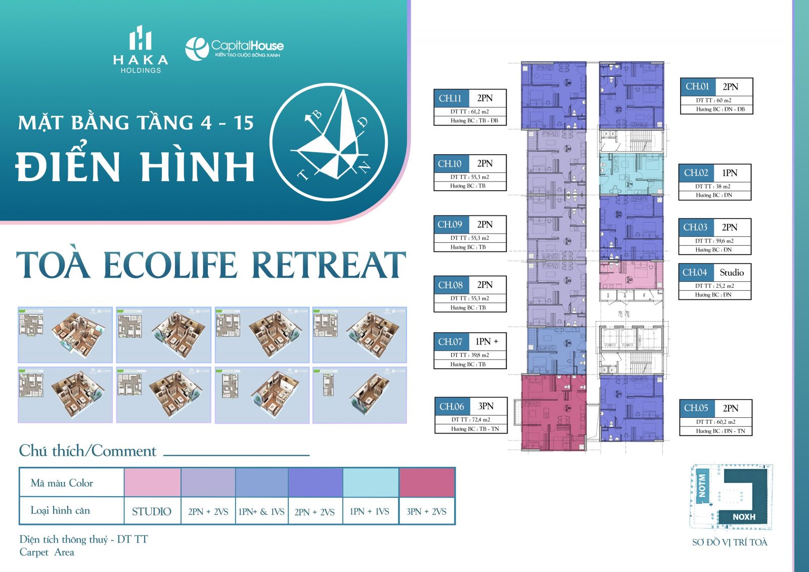 mặt bằng tầng 4-15 ecolife retreat bắc giang
