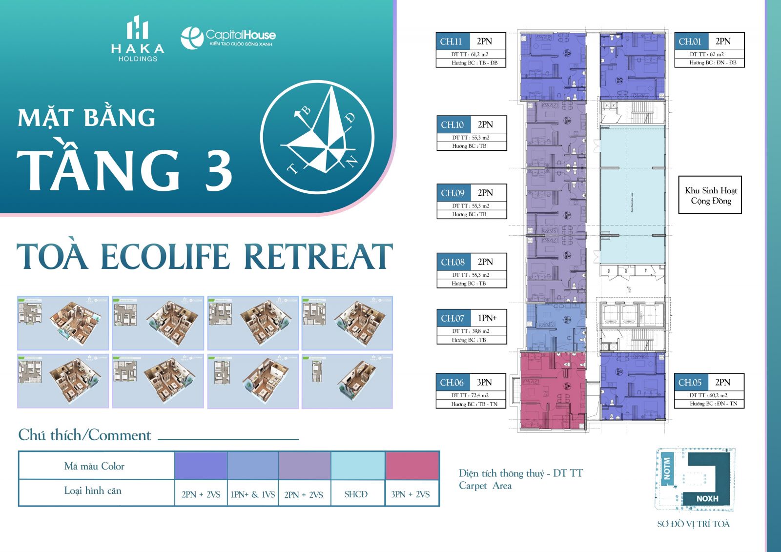 mặt bằng tầng 3a ecolife retreat bắc giang