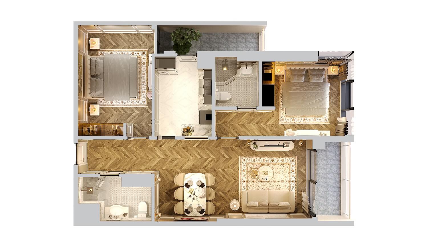 thiết kế căn hộ ruby park long biên